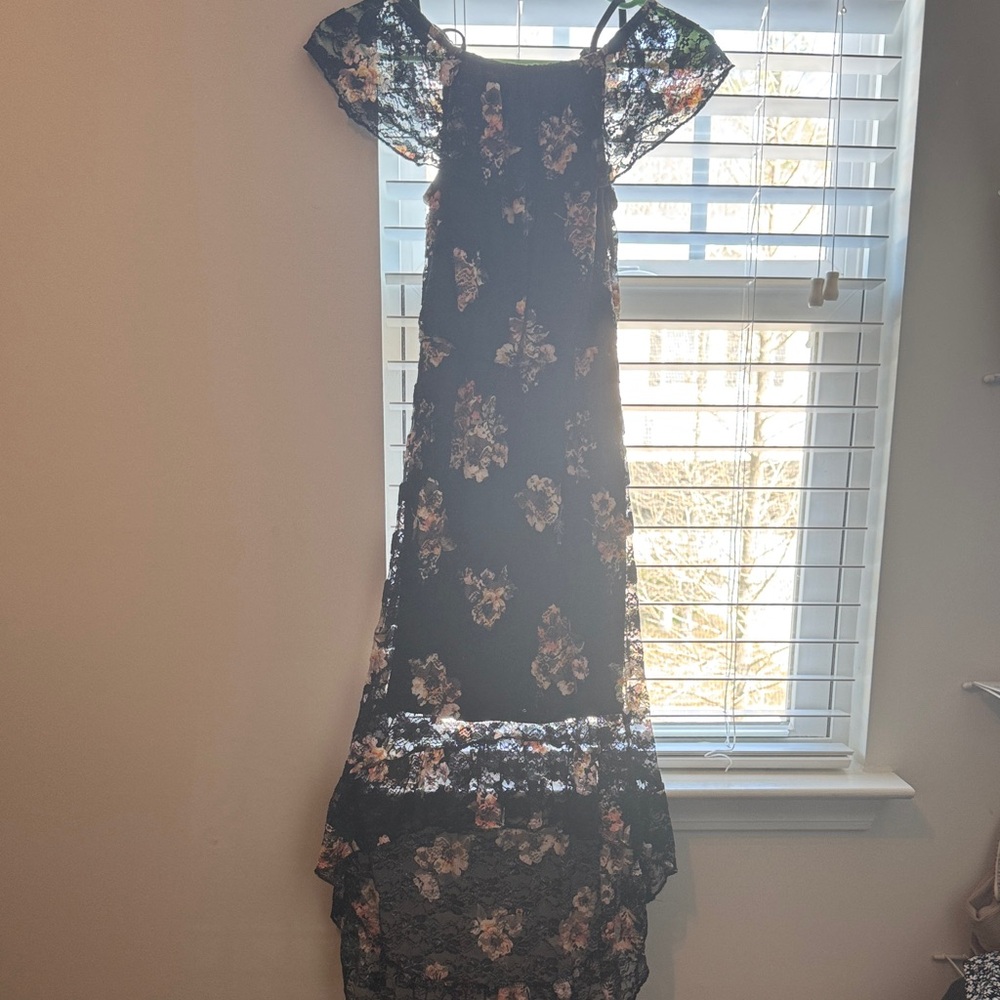 Floral Lace Black Dress